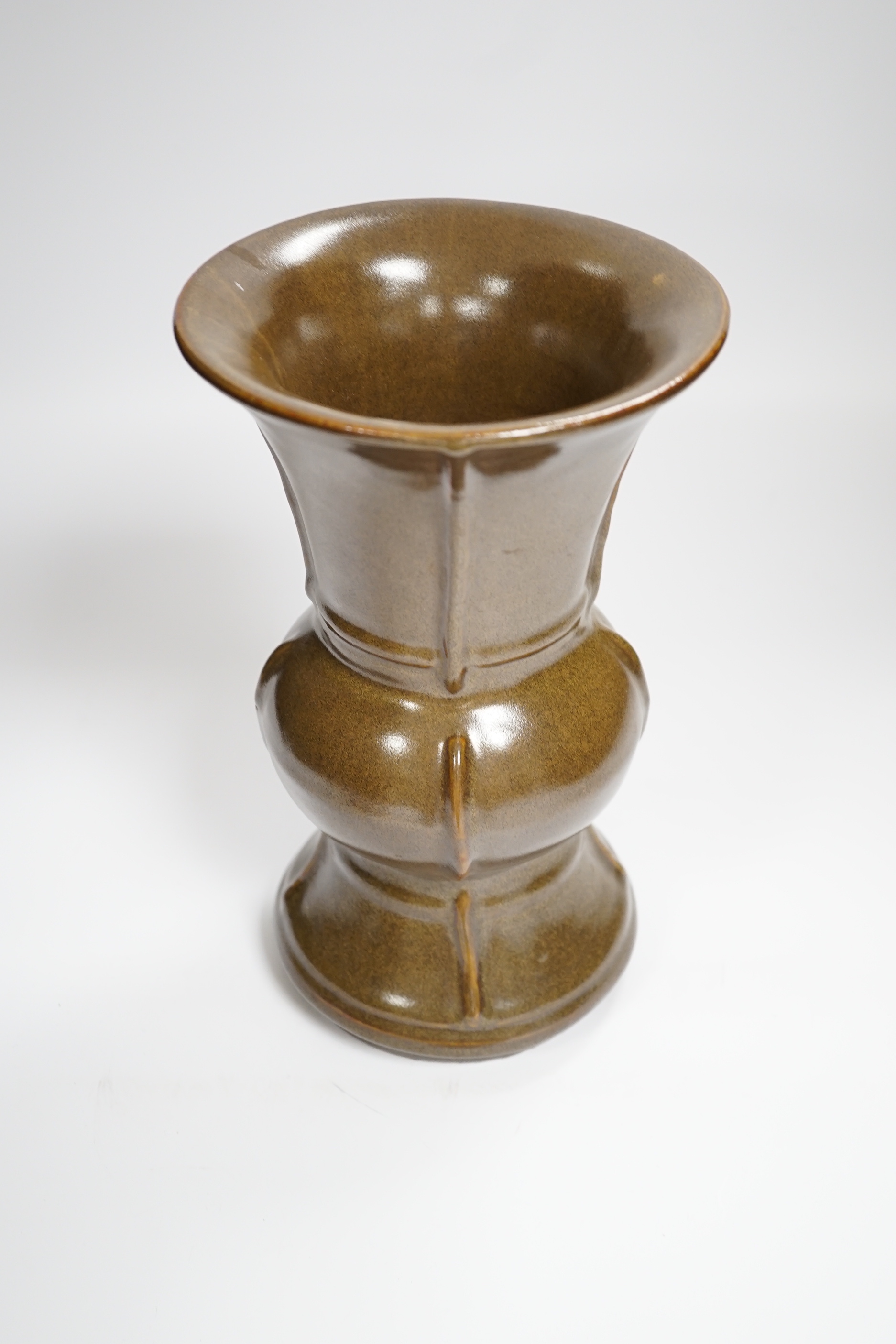 A Chinese tea dust glazed vase, 25cm high